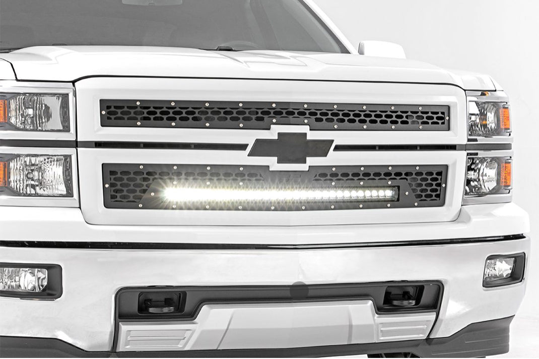 MESH GRILLE 30" SINGLE ROW LED | BLACK | CHEVY SILVERADO 1500 (14-15)