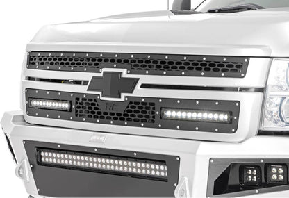 MESH GRILLE 12" SINGLE ROW LED PAIR | BLACK | CHEVY SILVERADO 2500 HD/3500 HD (11-14)